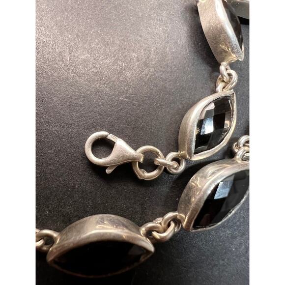 NEW Black onyx sterling silver 8 inch bracelet - Picture 5 of 11